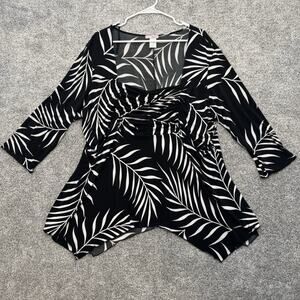 Vintage 90s Y2K Tropical Tunic Top Plus 3X Maximalist Party Resort Ruched Artsy